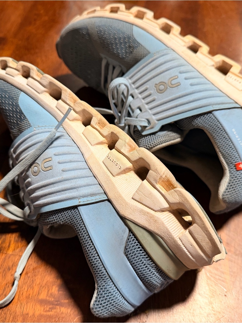 On Running Men's Athletic Shoes - Light Blue with Cream Sole